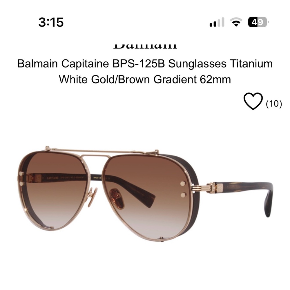 Balmain Sunglasses, Capitaine BPS-125B titanium white gold/brown gradient 62 mm
